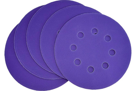 Купить Диск шлифовальный ABRAFORCE Purple Film на плёночной основе  8 отв.  125мм Р600  уп. 5 шт. фото №1